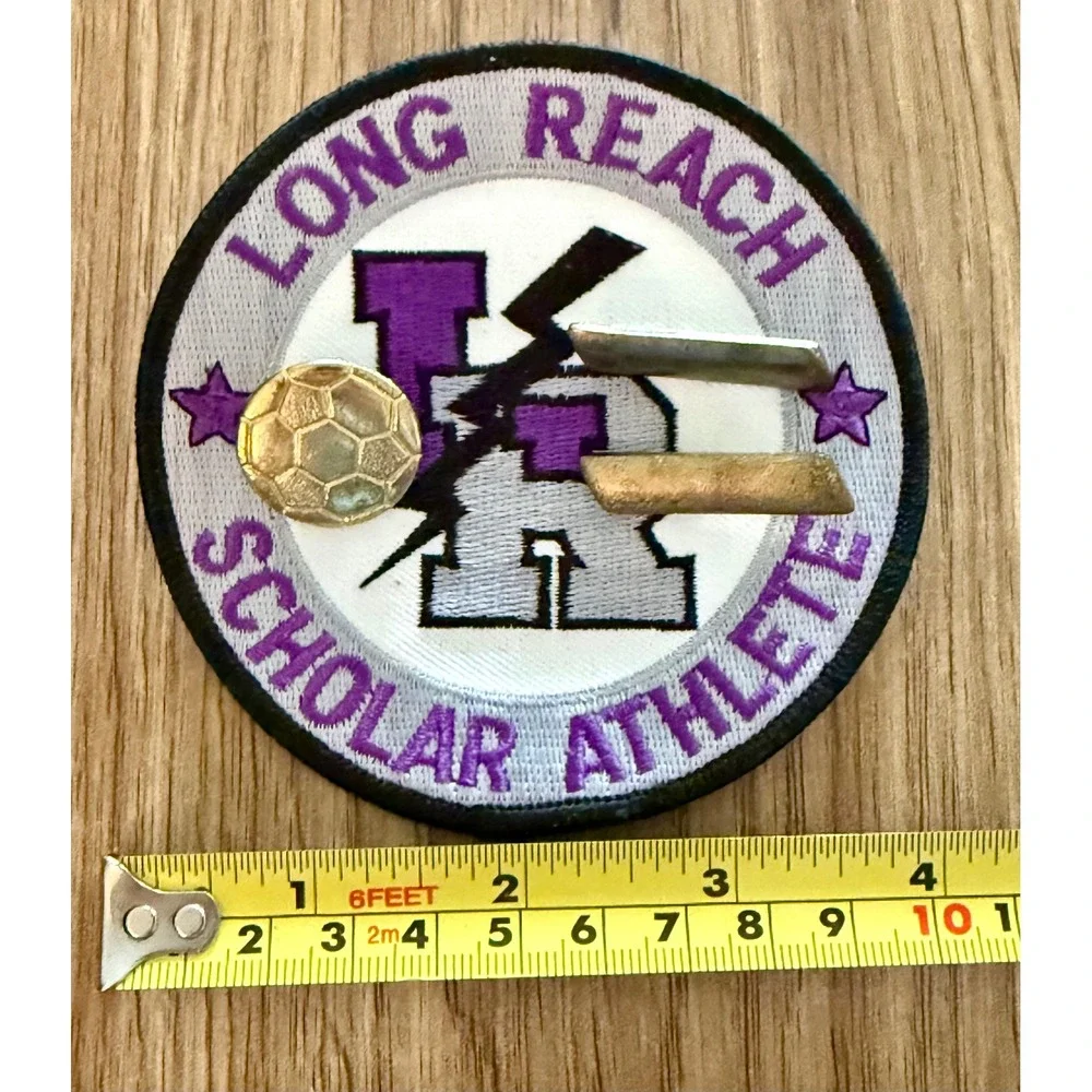 Long Reach Scholar Athlete Patch Soccer Pin Bars Purple Letterman Award